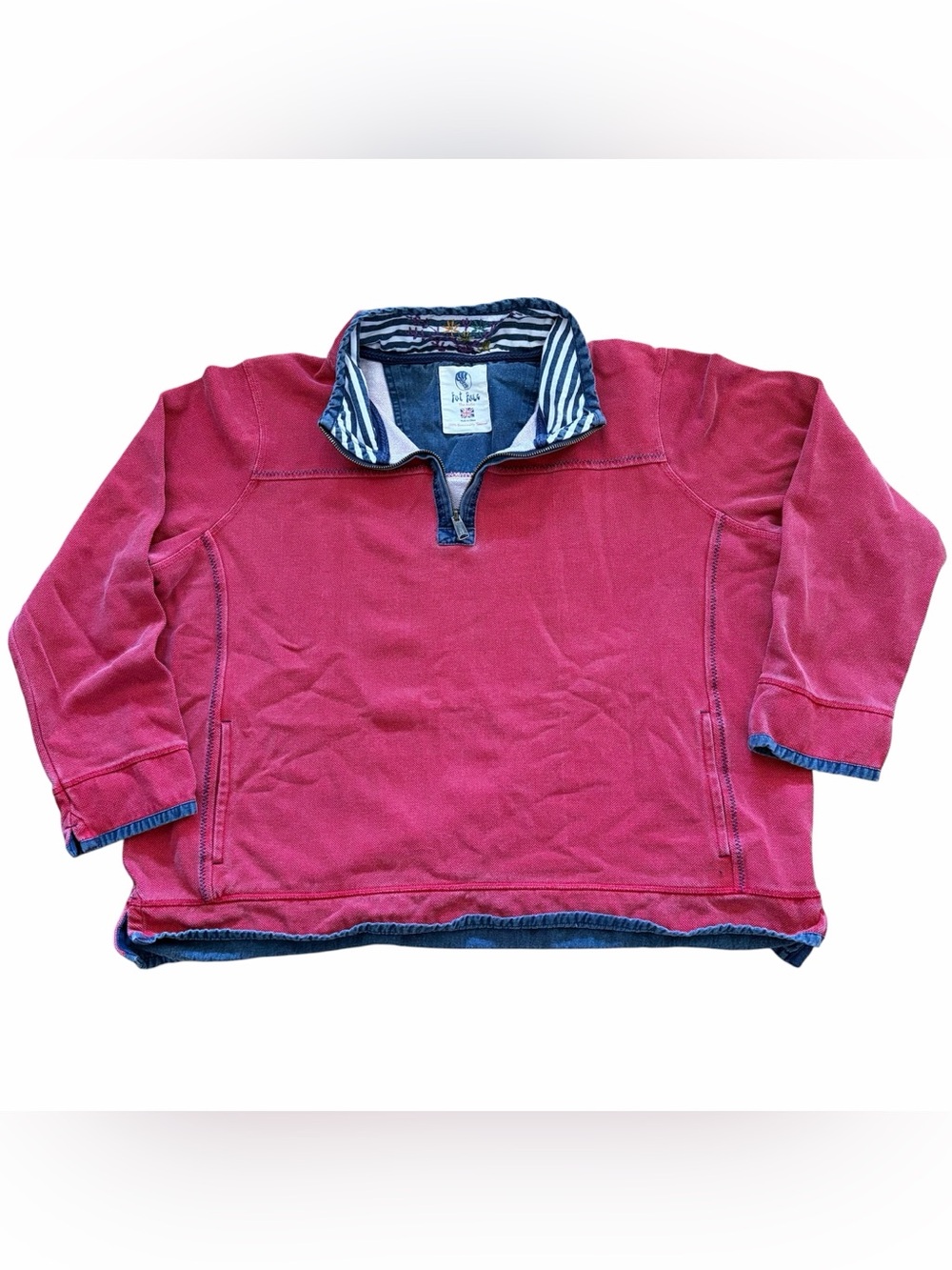 FatFace woman’s Pink 1/4 zip cotton eco sustainable vintage wash sweatshirt SzL